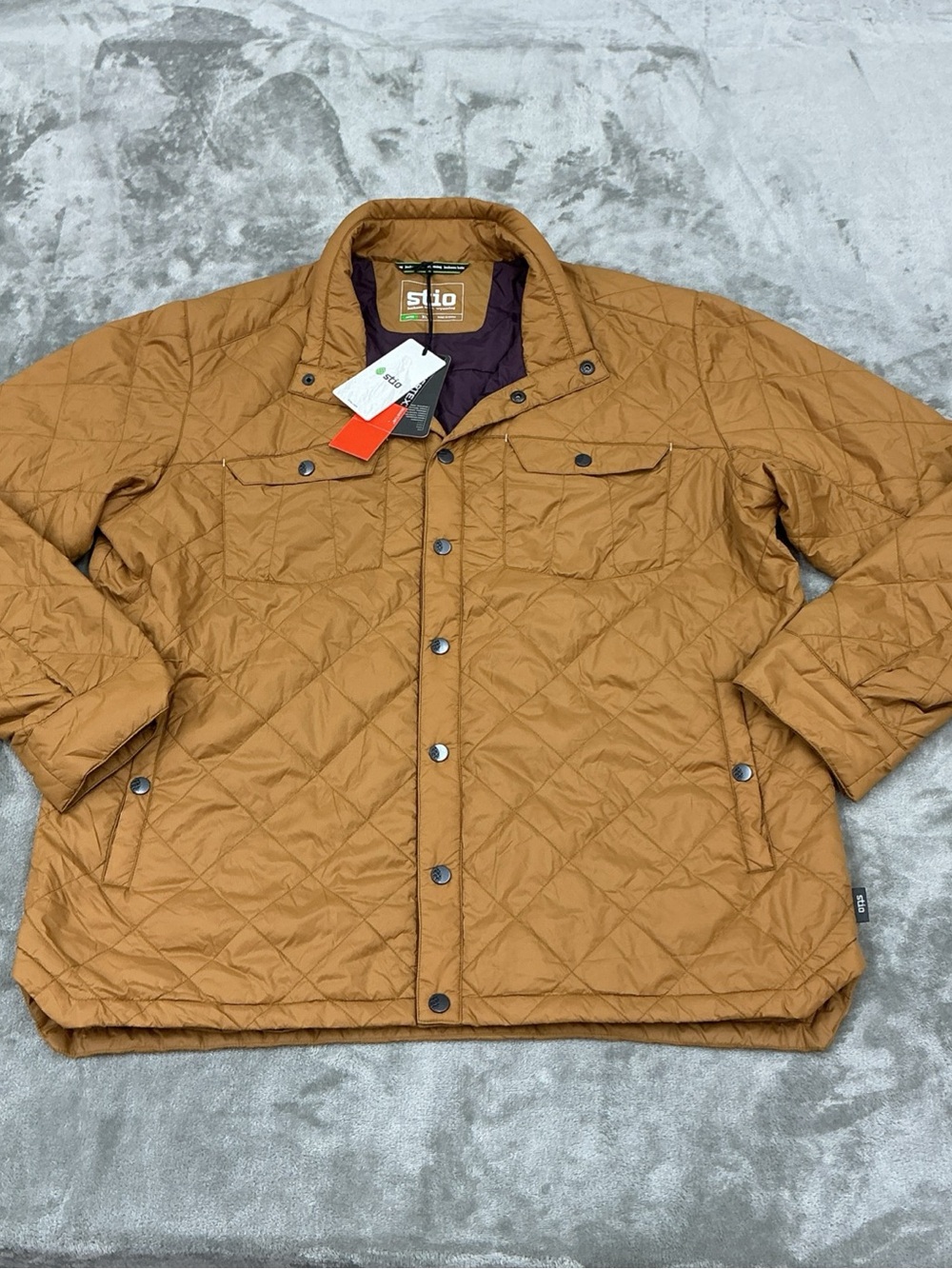 Stio Skycrest insulated Snap Shirt Jacket Mens XL Chipmunk quilted full snap NEW